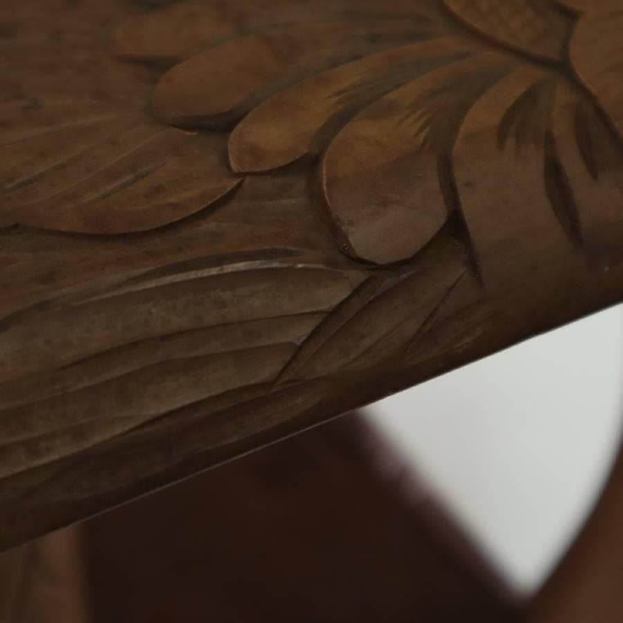 伝統工芸 日光彫 花文 サイドテーブル 花台 幅60cm 棚板付き - DANSE