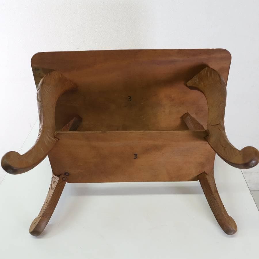 伝統工芸 日光彫 花文 サイドテーブル 花台 幅60cm 棚板付き - DANSE