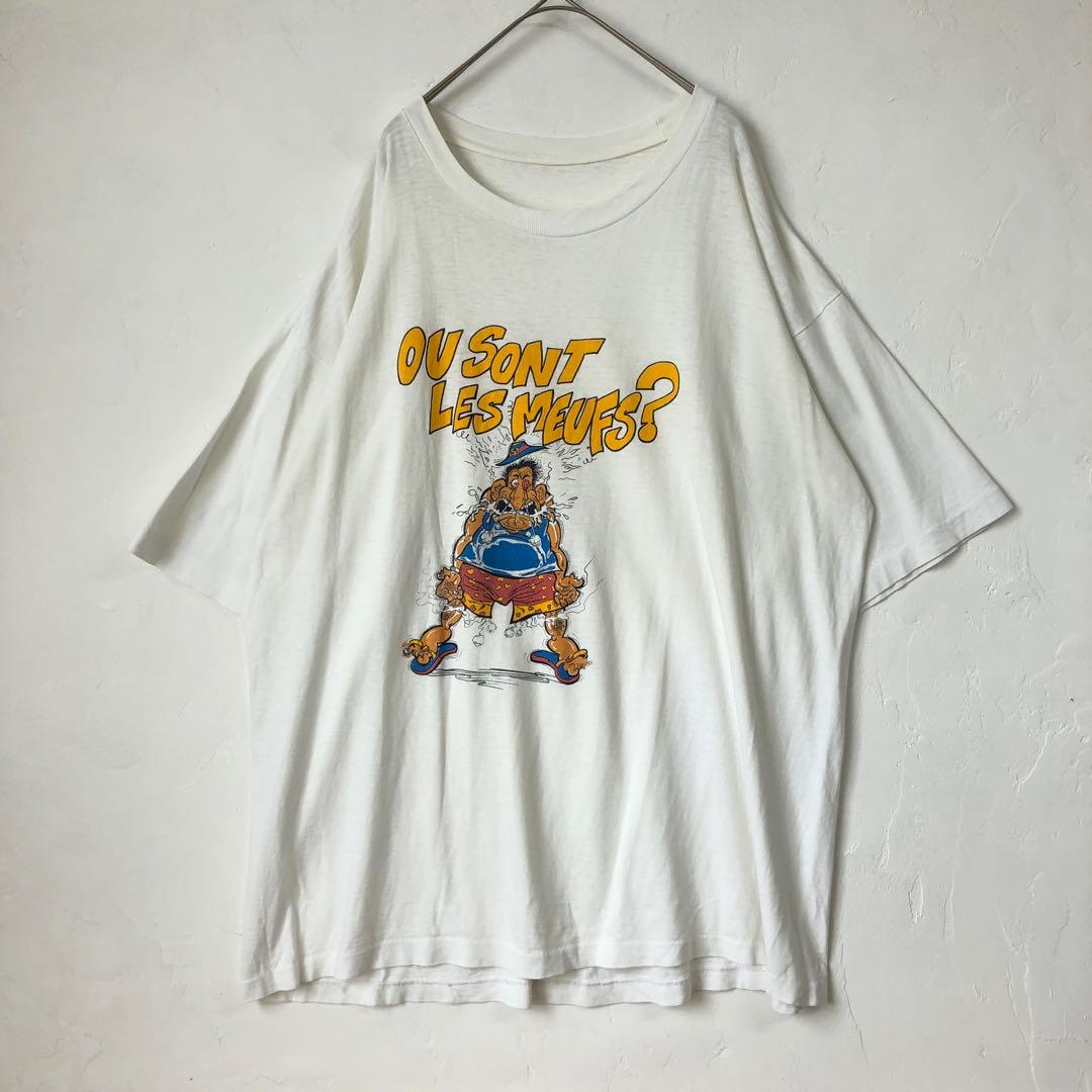 2688 90s シングルステッチ イラスト 半袖 Tシャツ ゆるだぼ 白 - メルカリ