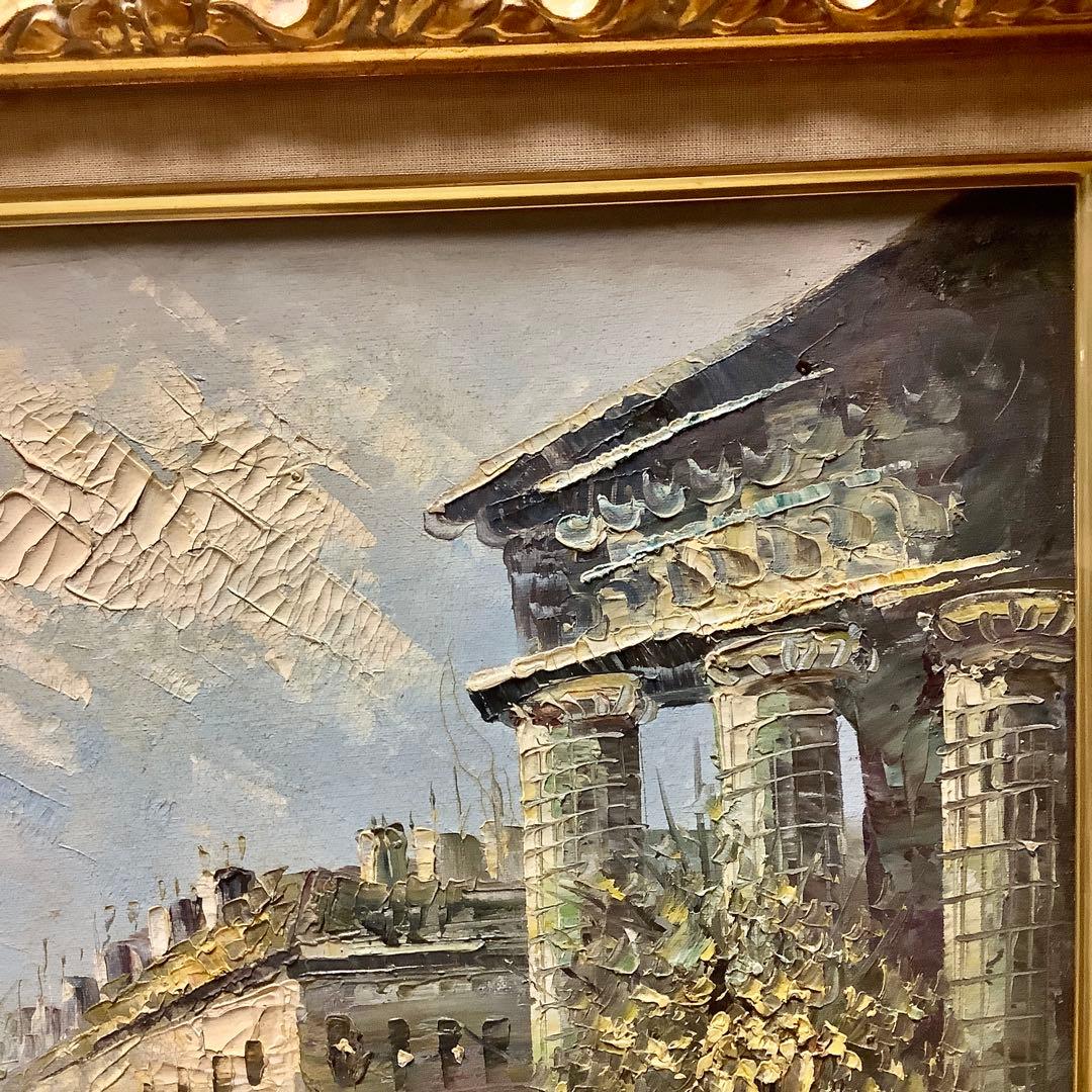 油彩画 パリの街角 64x71cm