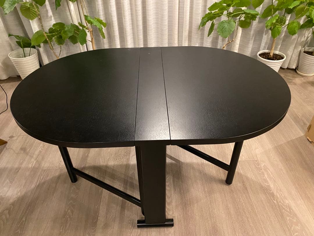 超美品　秋田木工 IDC大塚取扱 折り畳み ダイニングテーブル 楕円形