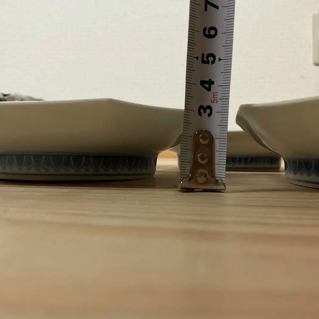 1４代今泉今右衛門　隅切染錦八角皿　5客揃え