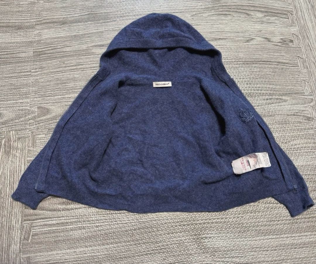 D&G カシミヤ 100% パーカー キッズ ベビー フーディ ブルー 80