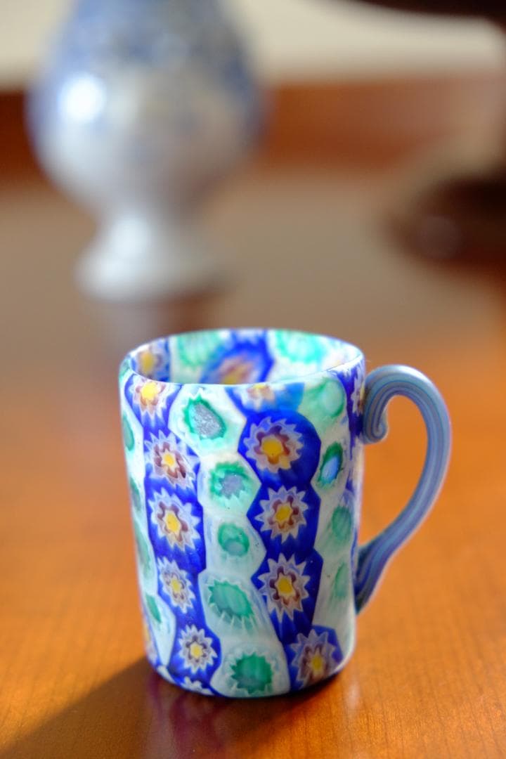 ミルフィオリ カップ＆ソーサー グラス 吹きガラス 作家 飯塚亜裕子