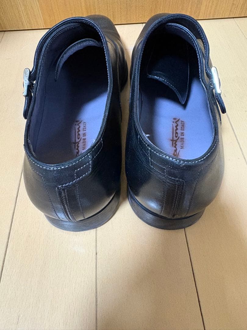 Santoni ダブルモンクストラップ ブラックレザーシューズ