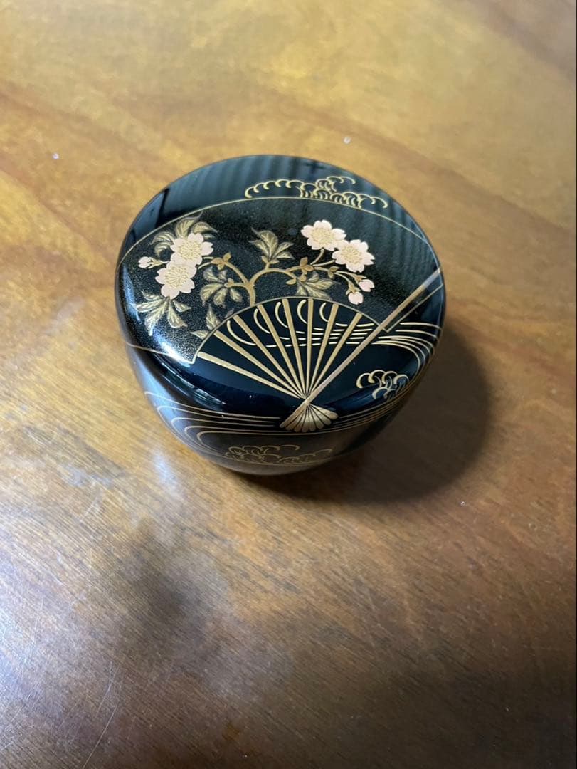 利休扇面蒔絵茶箱　輪島塗　市中五稜作