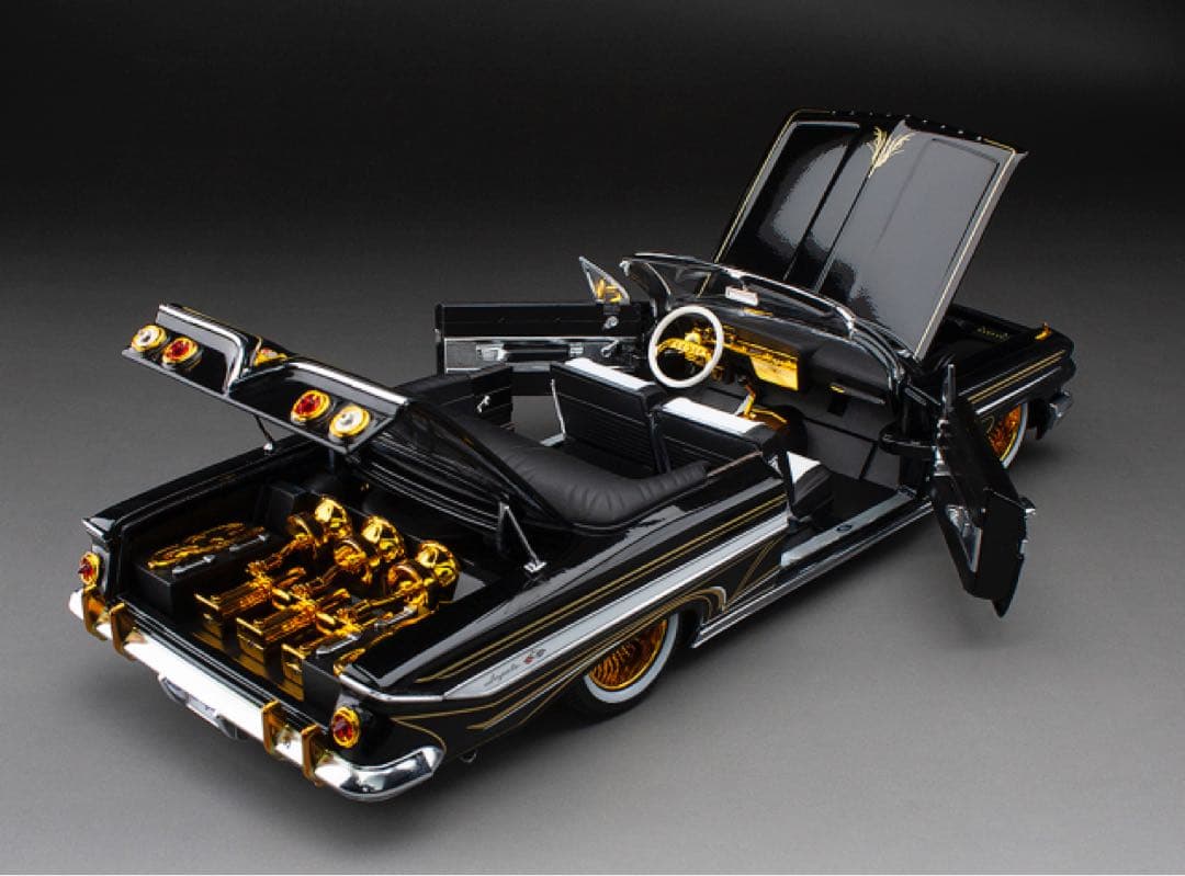 て*ん様 1/18 1961 インパラ コンバー ローライダー ゴールド 可動サ