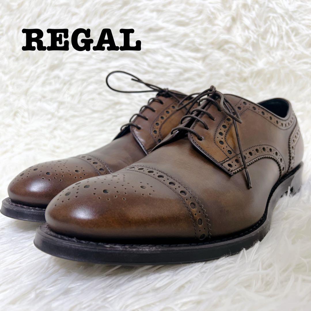 ✨未使用級✨　REGAL リーガル セミブローグ レザーシューズ 茶 27cm