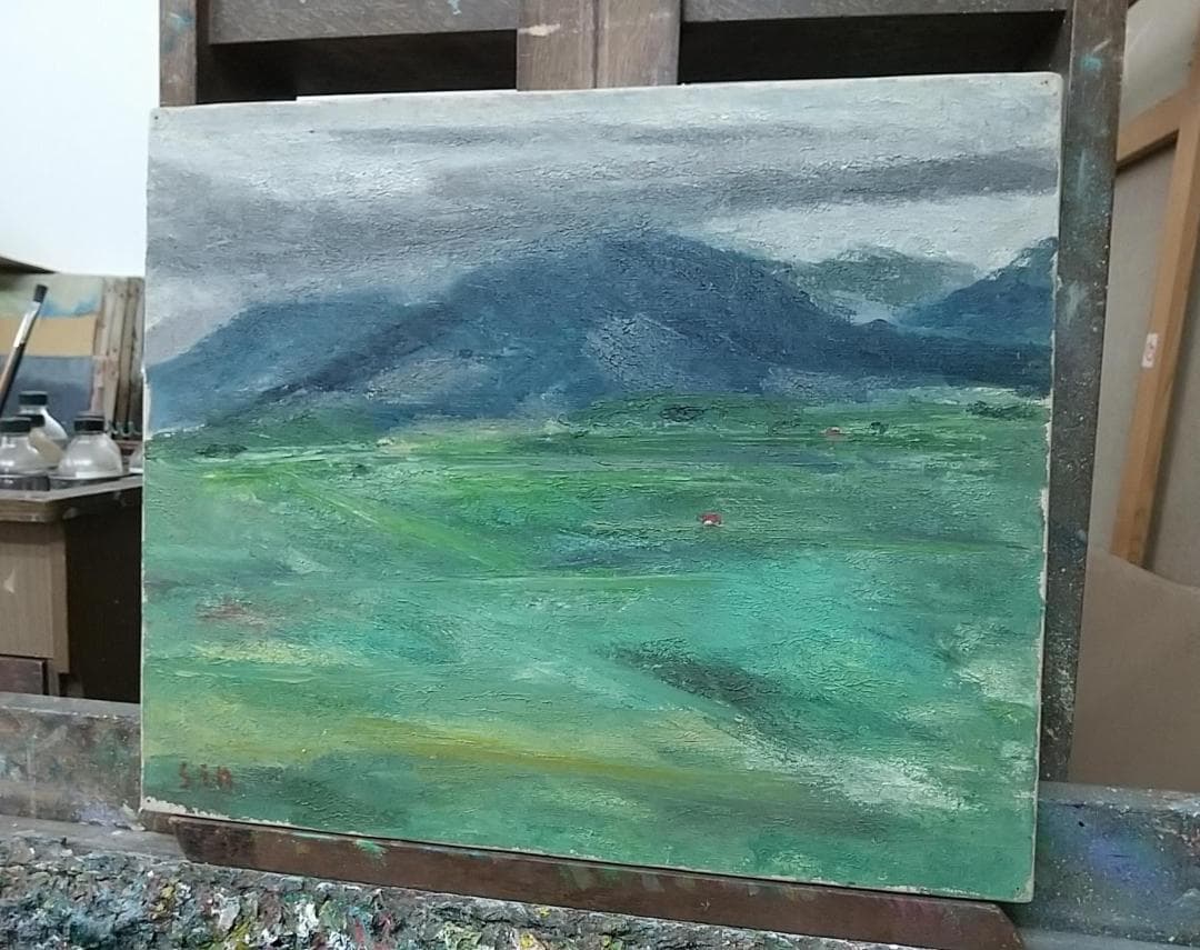 「草原」'60 絵画 F8 油絵 油彩画 アート 風景画