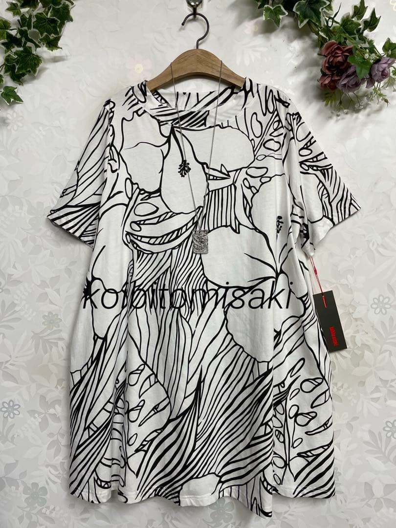 よっこ973新品 コイビトミサキ綿100 大花printAラインTU
