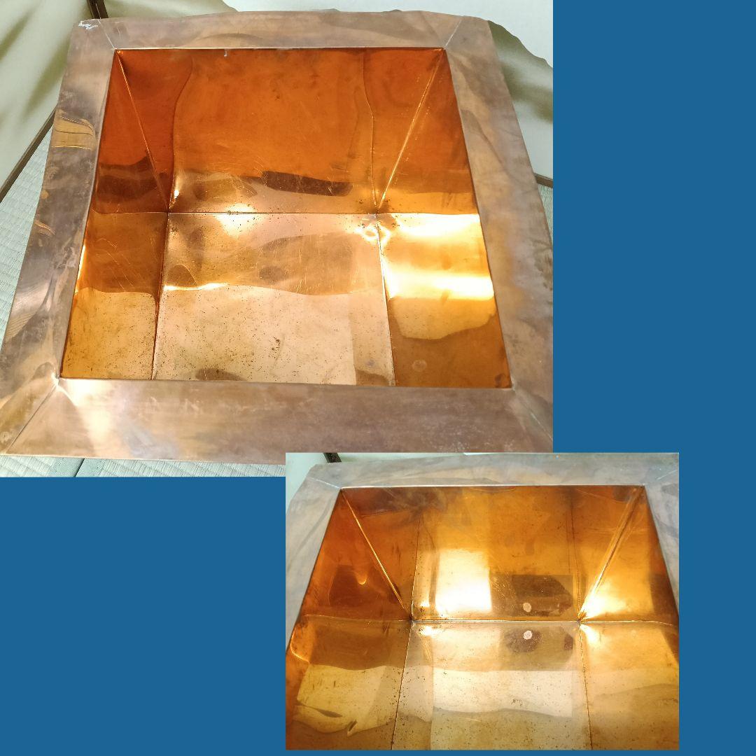 茶道具 銅製落とし 炉縁付 炉壇 高さ30cm外側40.2cm銅落としAK71