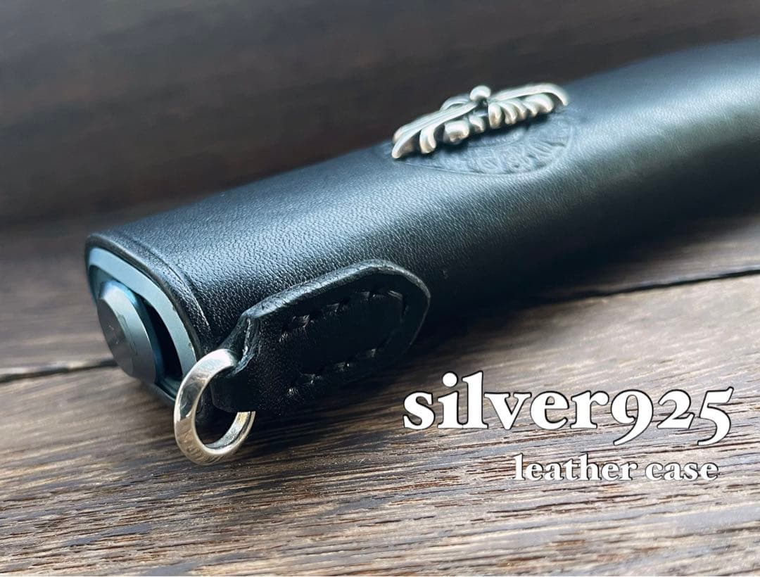 吊り下げリング付き　iQOSイルマワン　silver925 レザーケース　黒