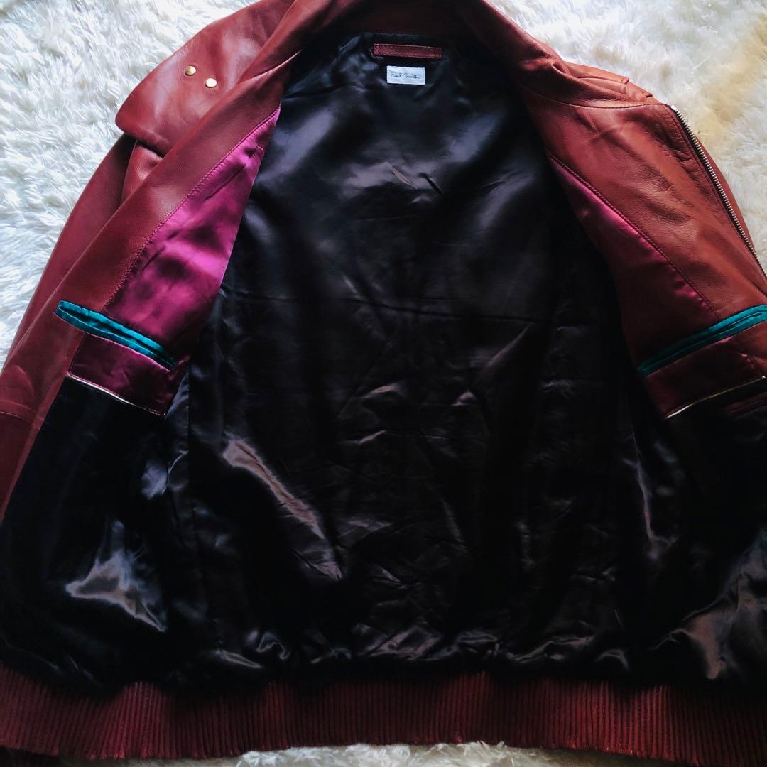 希少色✨美品 ポールスミス ラムレザージャケット 羊革 艶感 ワイン