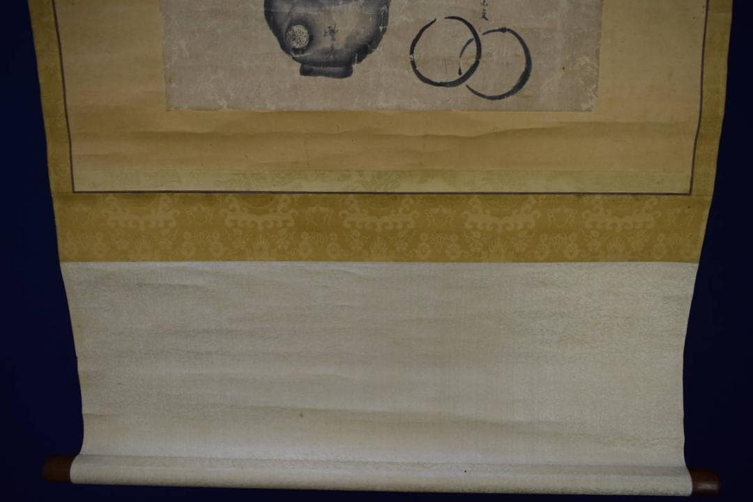 真作/松村景文/岡本豊彦/茶碗/楽吉座衛門/絹表装/布袋屋掛軸HI-132