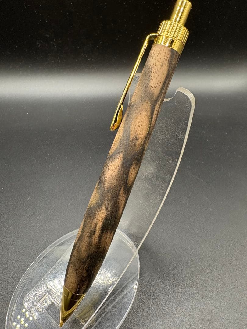 555超極上　黒柿孔雀杢　木軸シャーペン　ボールペン