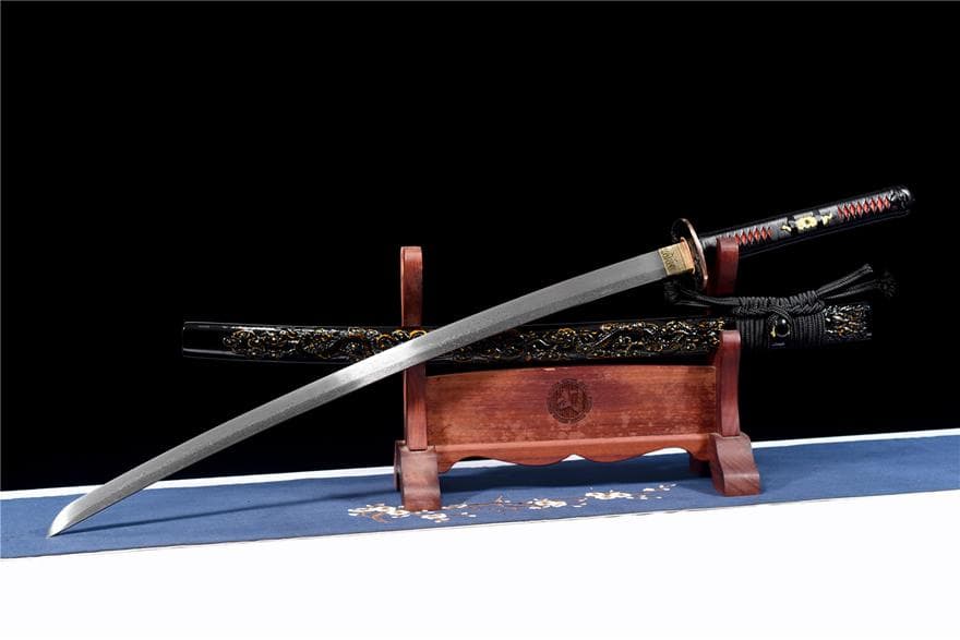 【墨痕】石洗模様スチールリング模様武士刀日本刀 模造刀 居合刀