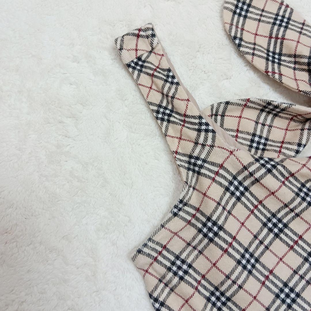 バーバリーブルーレーベル ノバチェック柄タンクトップ 背中リボン 38