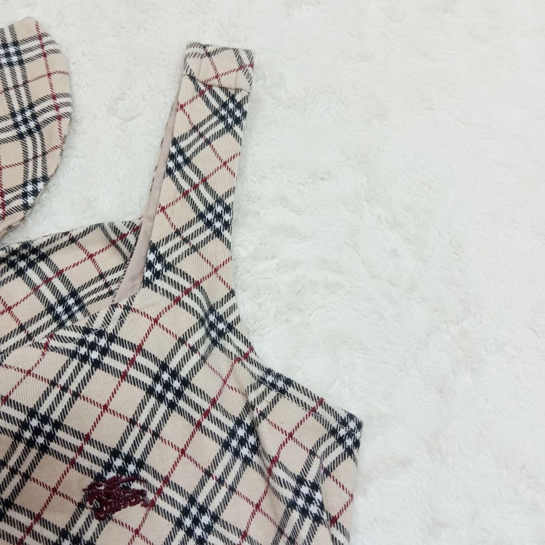 バーバリーブルーレーベル ノバチェック柄タンクトップ 背中リボン 38