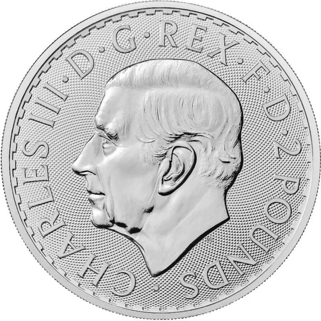 世界100枚限定 イギリス ブリタニア 銀貨 カラー 女神と自然の調和：冬の森