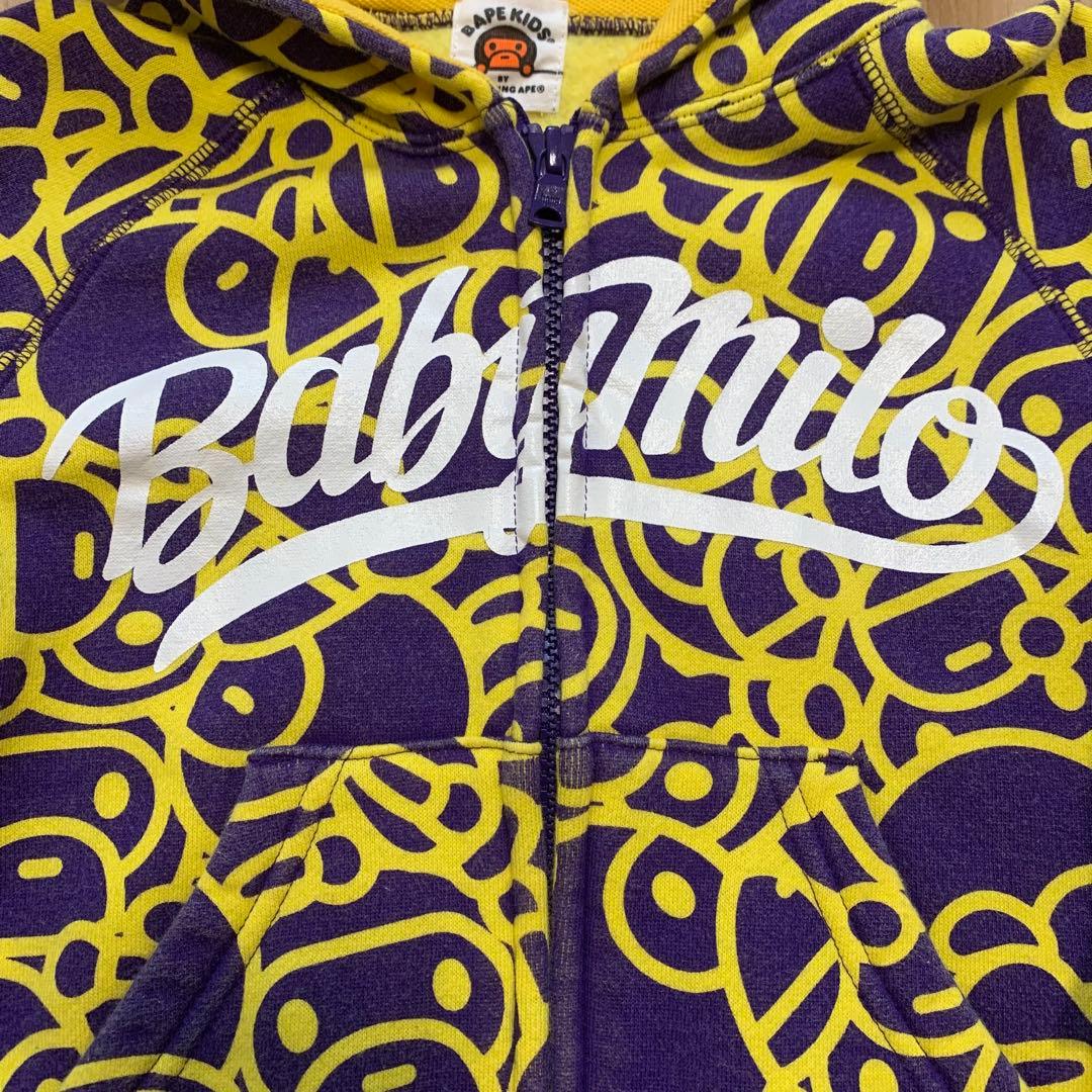 A BATHING APE パーカー パープル/イエロー 100