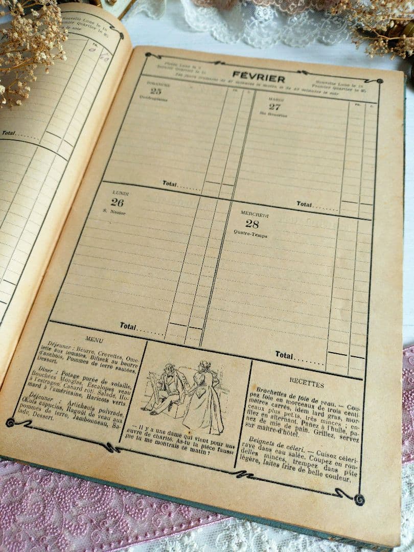 452.【1912年】 日記帳 家計簿 フランス アンティーク