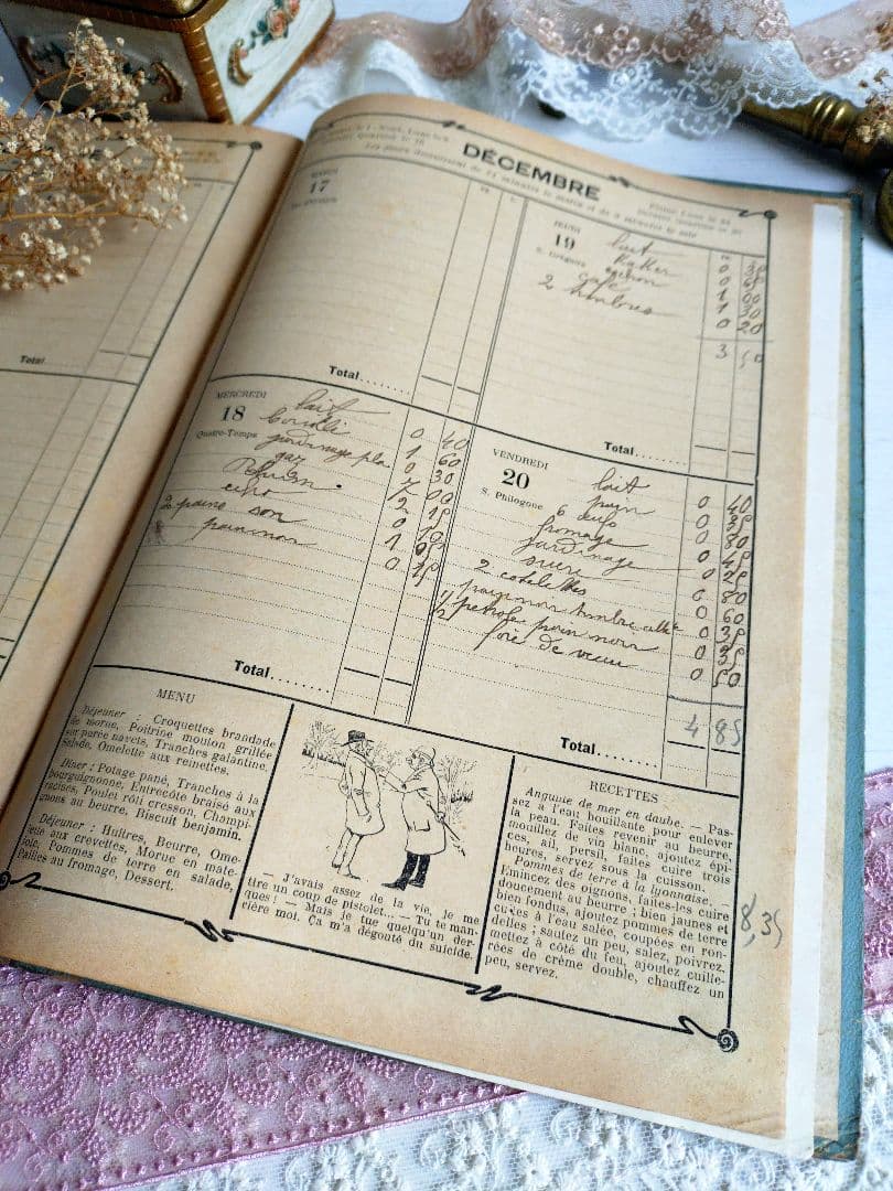 452.【1912年】 日記帳 家計簿 フランス アンティーク