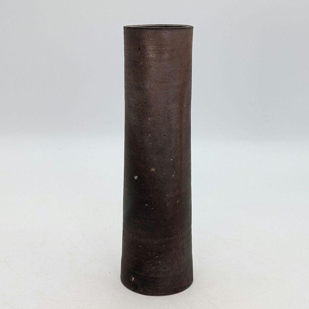 岡山県重要無形文化財 二代藤原楽山 備前焼 寸胴花入 共箱