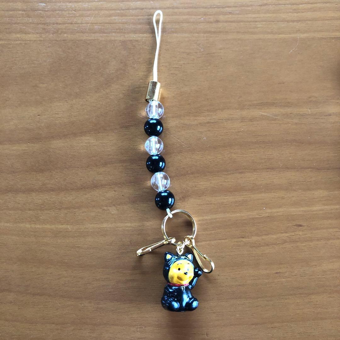 根付け　くまのプーさん（招き猫）【４個セット】