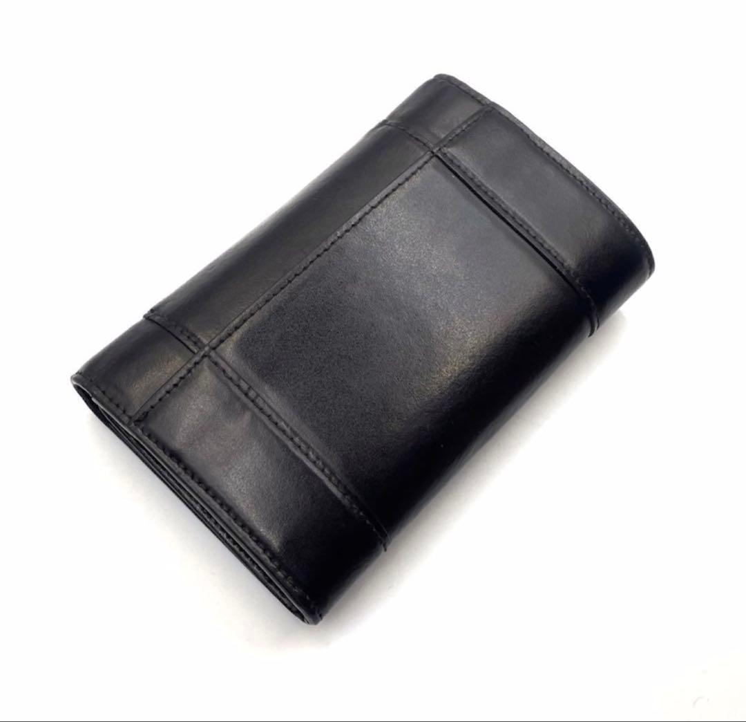 《超美品》バレンシアガ 二つ折り財布 ロゴ金具 本革 レザー ゴールド金具 黒系