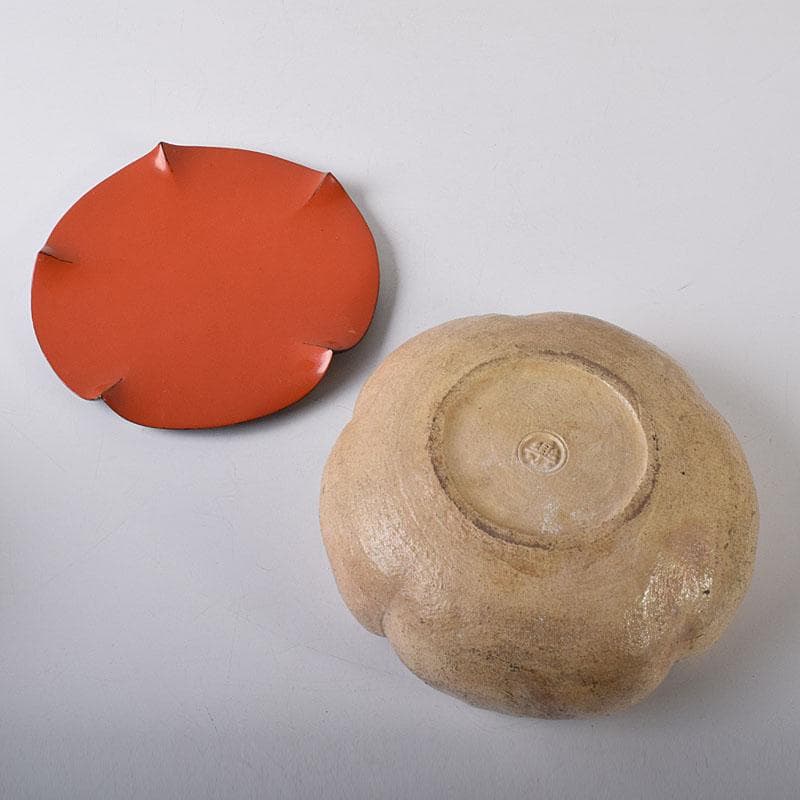 茶道具 楽焼 輪花鉢 菓子器 時代箱付 M R7991