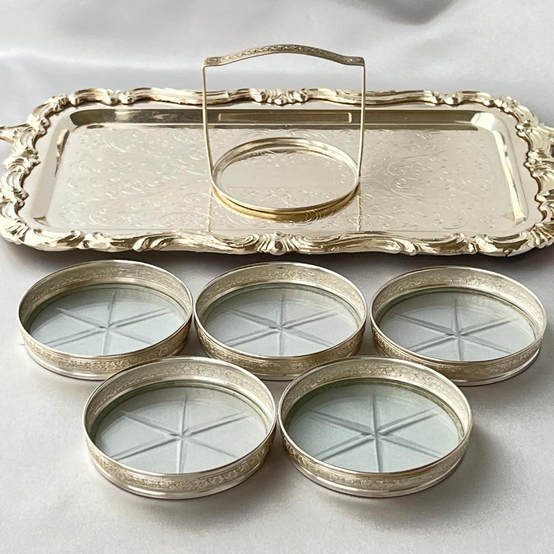 純銀 / ガラス】ワイングラスコースター 5枚 スターリングシルバー
