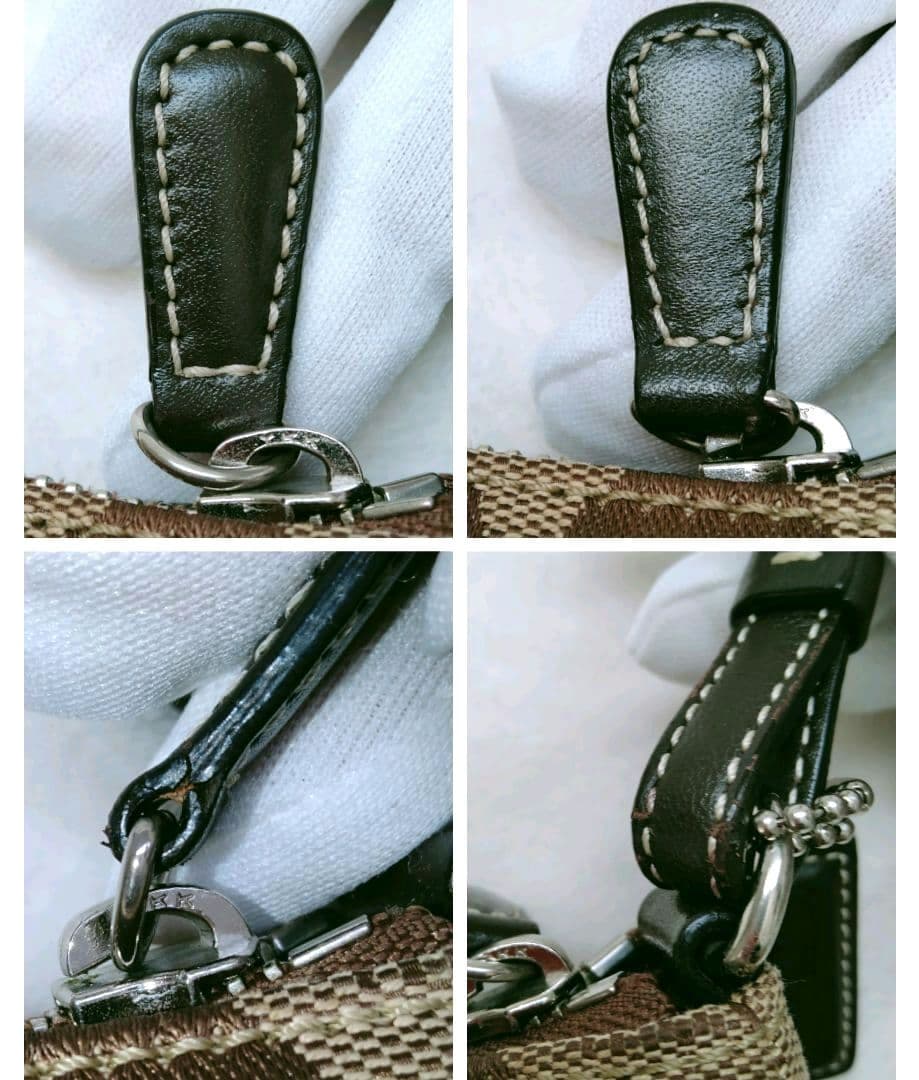 コーチ アクセサリーポーチ ハンドバッグ キャンバス レザー シグネチャー