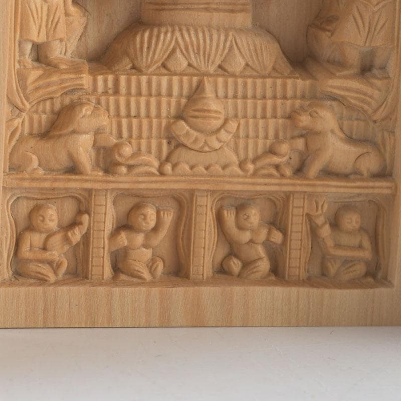 仏教美術 柘植彫刻 諸尊仏龕 三開仏 仏像 木箱付 N