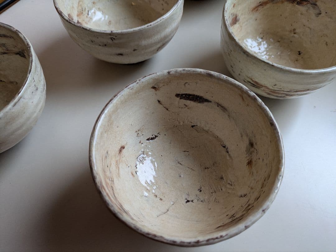 交渉中　恩塚正二　初期　粉引　茶碗　湯呑み　小鉢　5つ