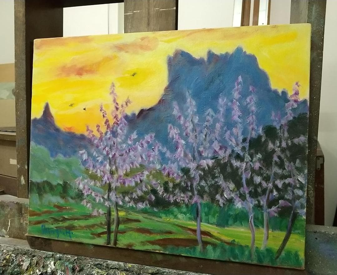 F6「妙義の里」絵画 油絵 油彩画 風景画 アート 妙義山 F6「妙義の里