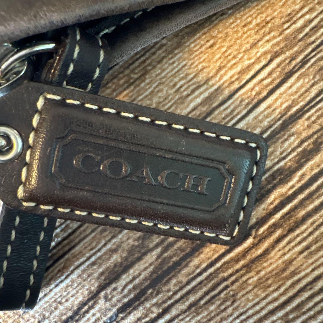 1/12まで限定価格！コーチショルダーバッグハンドルバック　パープルシグネチャー