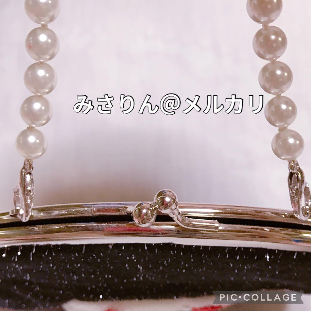 未使用 ハローキティ ビーズ ポーチ ばらキティ がま口 パール ラメ バッグ