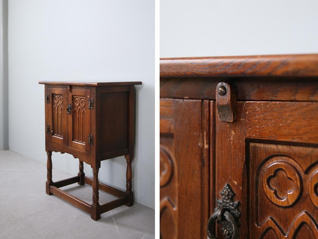 英国アンティーク木製カップボード/キャビネット/キッチン収納/飾り棚