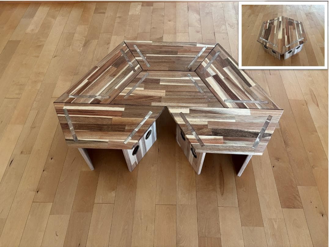 中サイズ ヘキサゴンテーブル ヘキサテーブル 囲炉裏テーブル 組み立て式