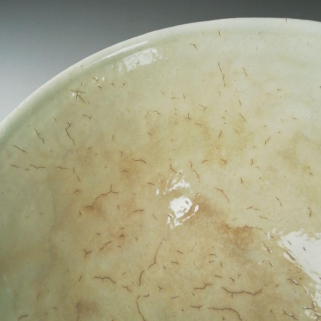 T101 茶碗 『粉引火変り 茶碗』『其中窯 河村又次郎』 共箱 抹茶碗