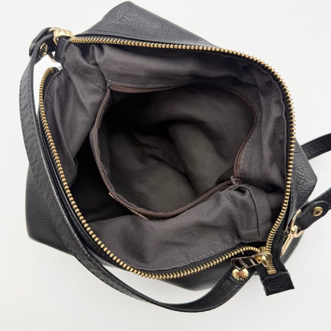 ラシット ソフトレザーシンプルショルダーバッグ 2way ブラック 日本製 牛革