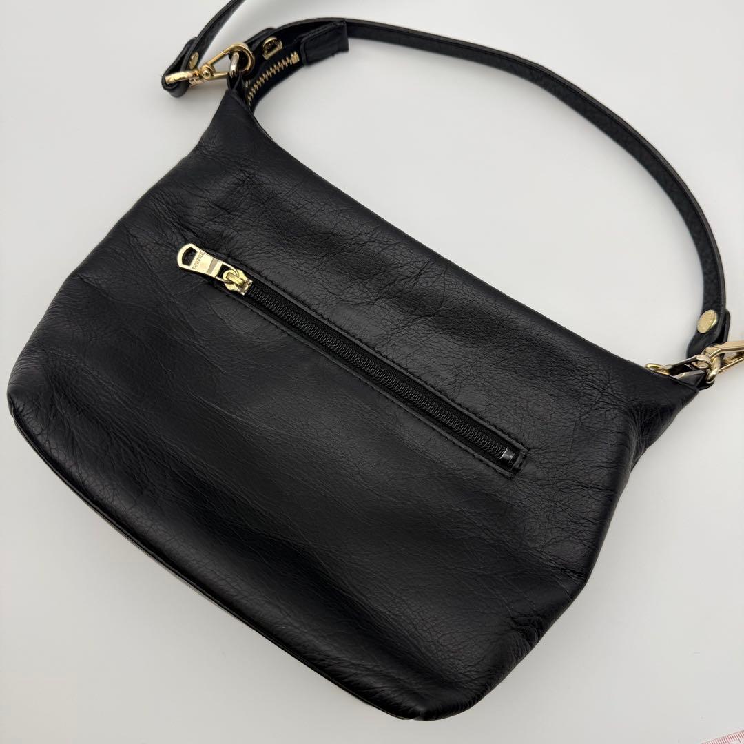 ラシット ソフトレザーシンプルショルダーバッグ 2way ブラック 日本製 牛革