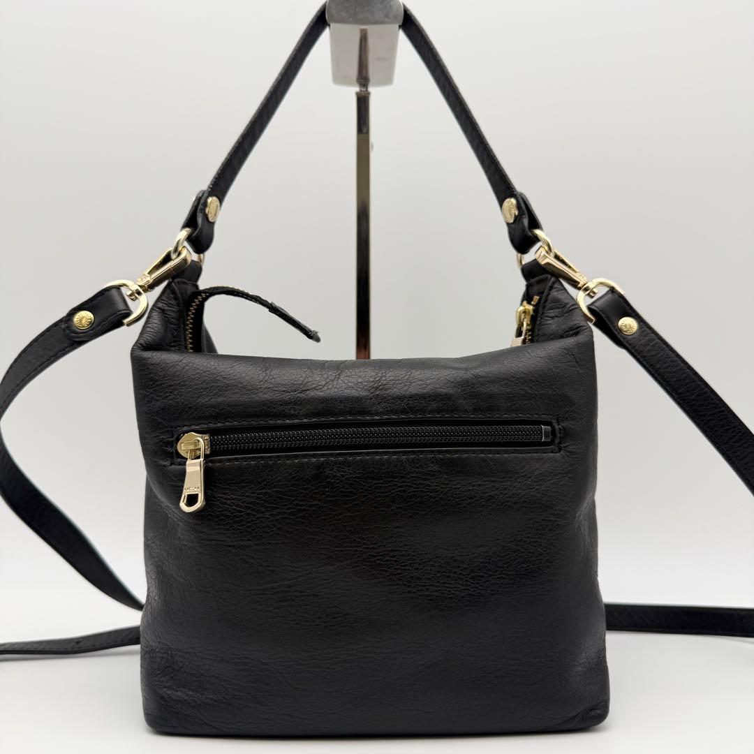 ラシット ソフトレザーシンプルショルダーバッグ 2way ブラック 日本製 牛革