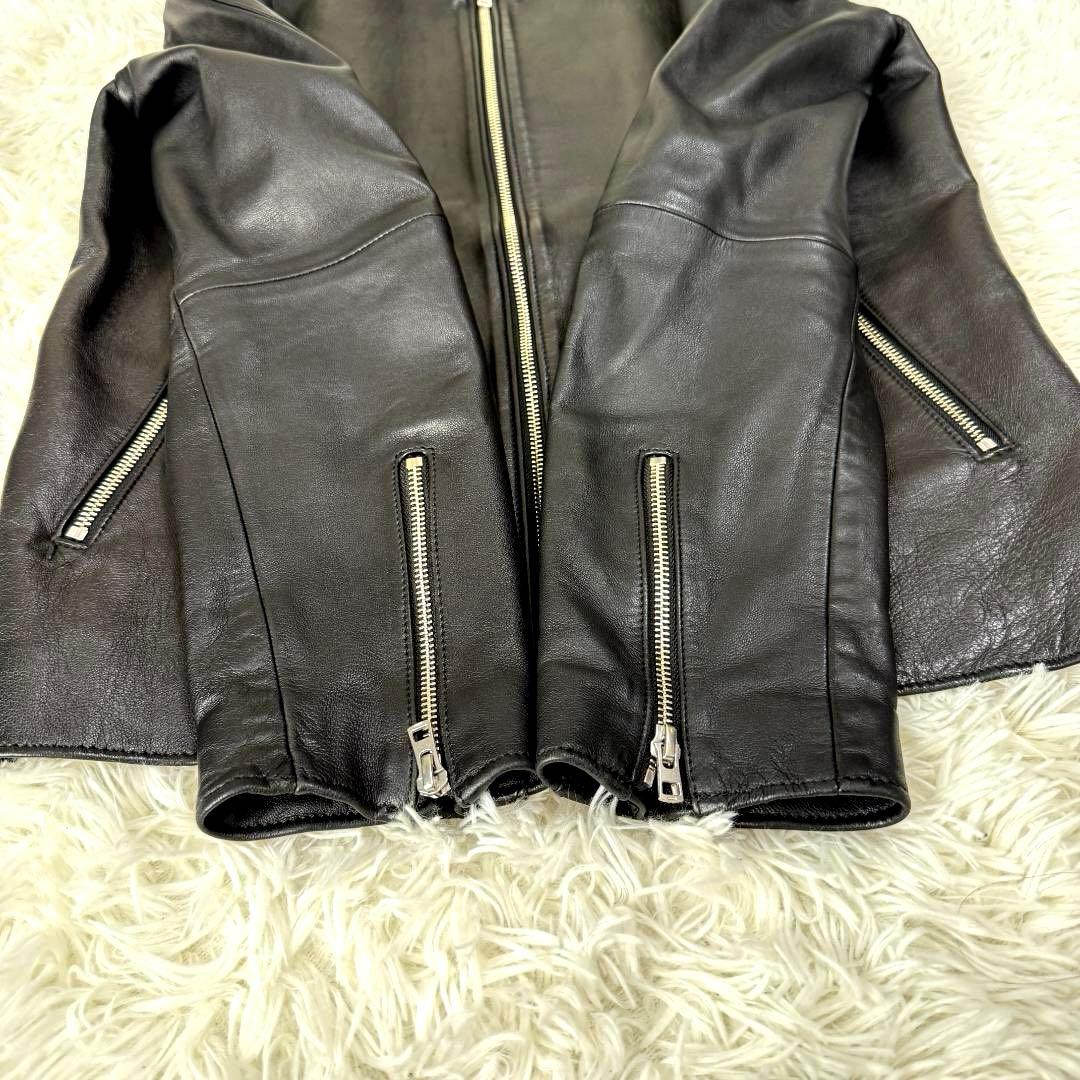 美品✨417 エディフィス シングルライダースジャケット ラムレザー 黒