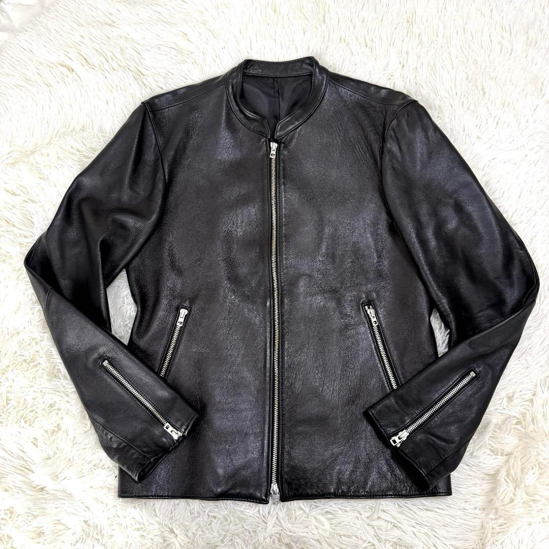 美品✨417 エディフィス シングルライダースジャケット ラムレザー 黒
