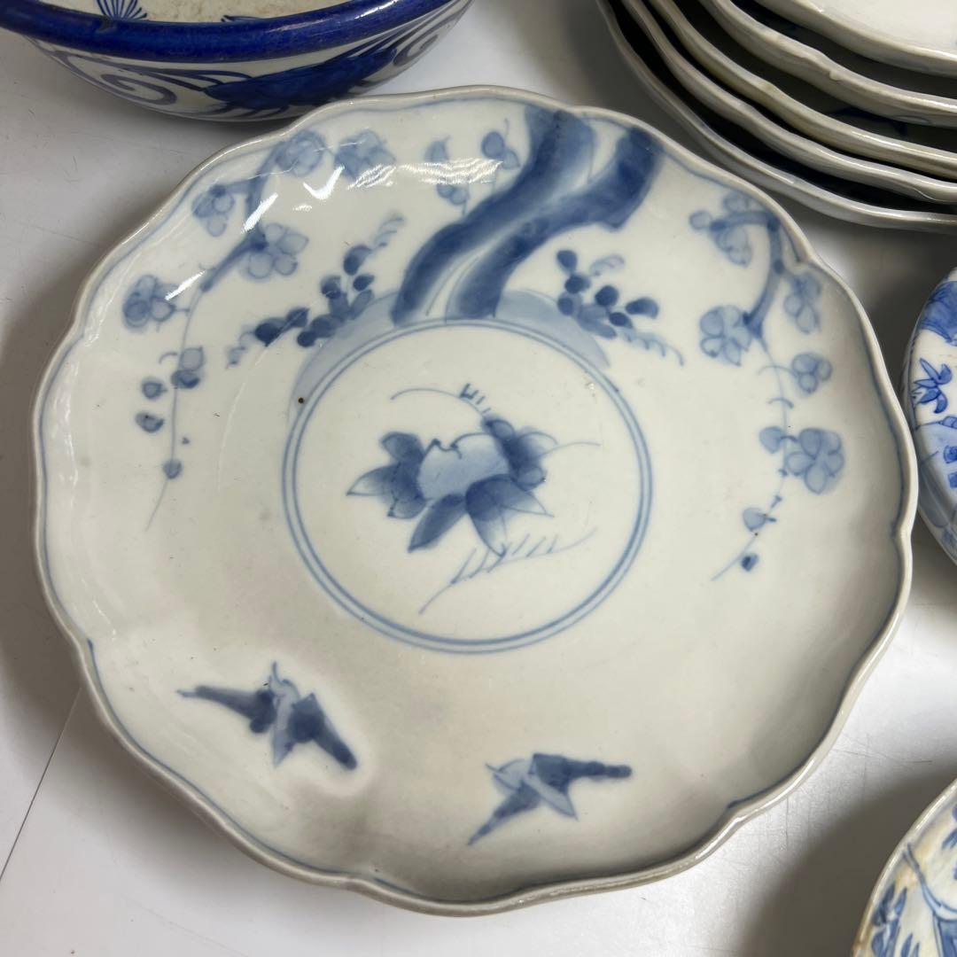 古伊万里、古染付　染付銚子、中皿等色々　東Y8-0113②