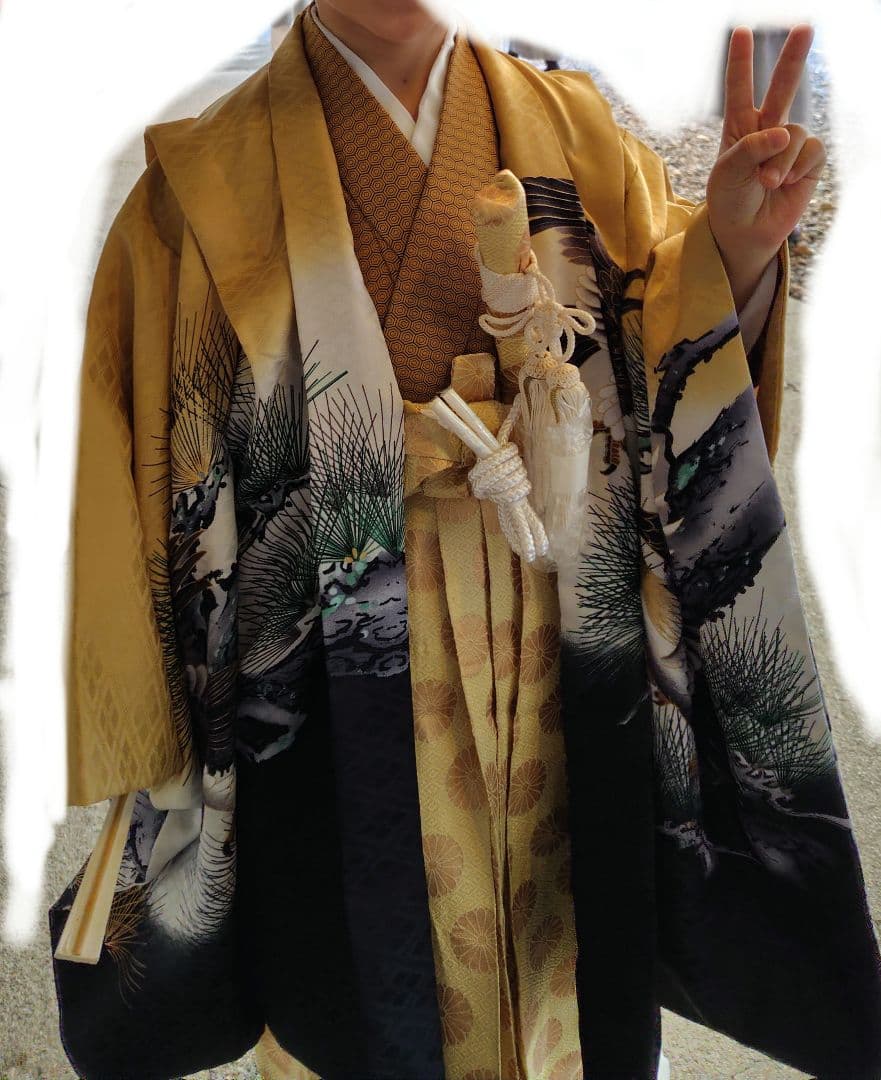 七五三 五歳 男の子 5歳 753 羽織袴 衣装 フルセット 12点 金色 鷹