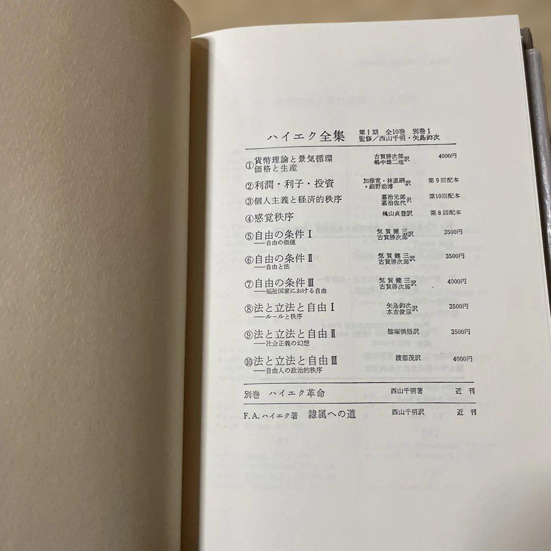 ハイエク全集 全10巻揃 旧版