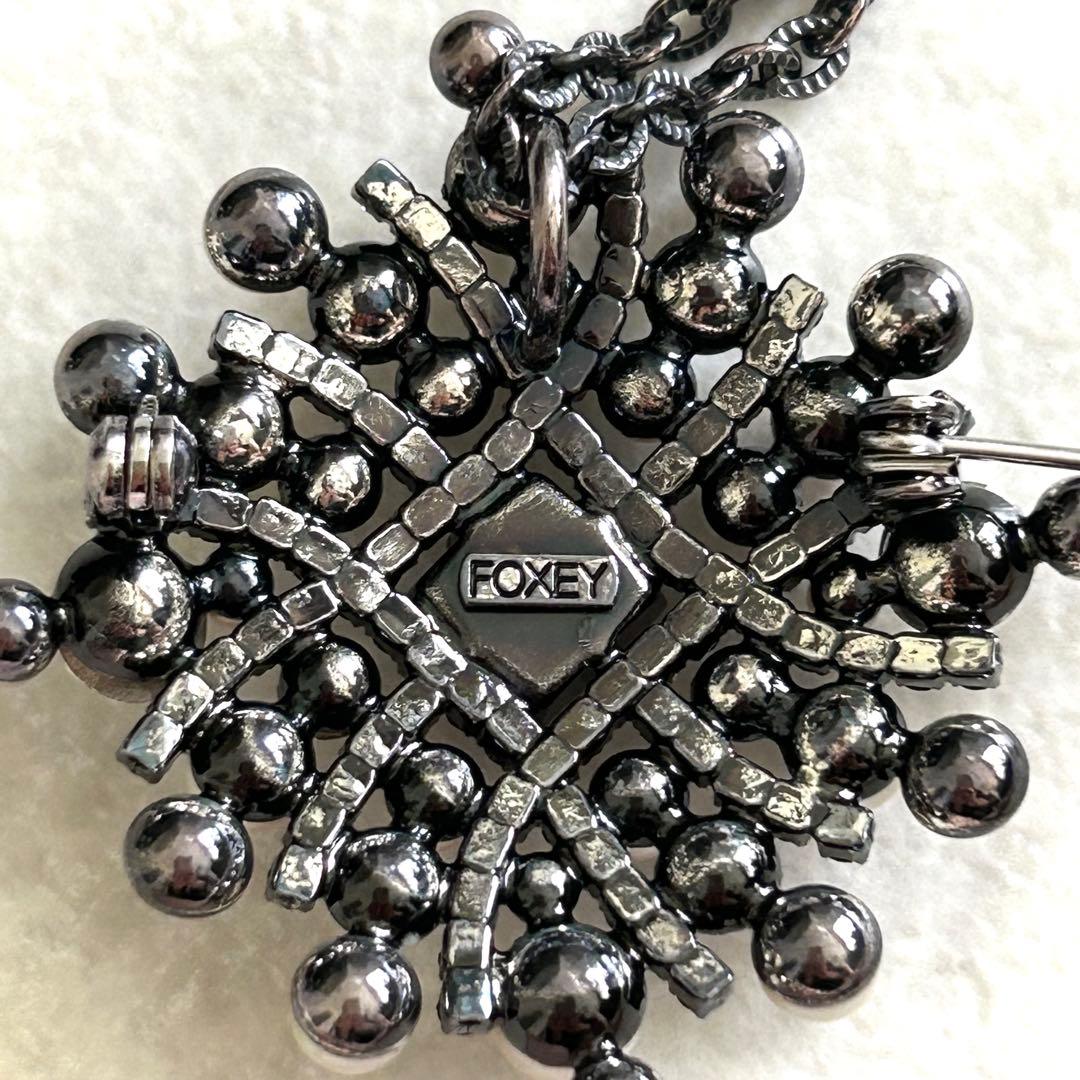 フォクシー｜ネックレス パール ラインストーン ブローチ 2way シルバー