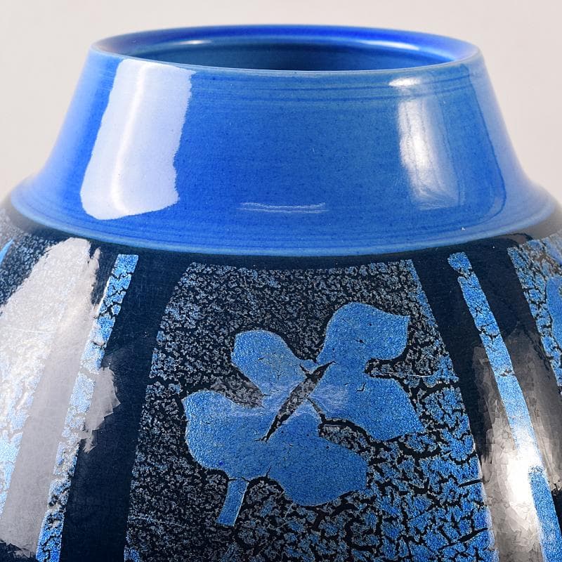 九谷焼 中田一於作 藍青釉裏銀彩 花瓶 共箱 M R8735B - メルカリ